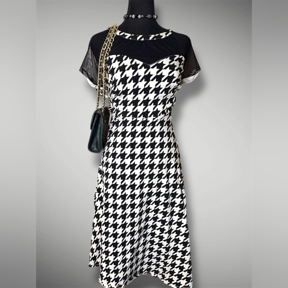 Torrid Chic Black and White Houndstooth Dress